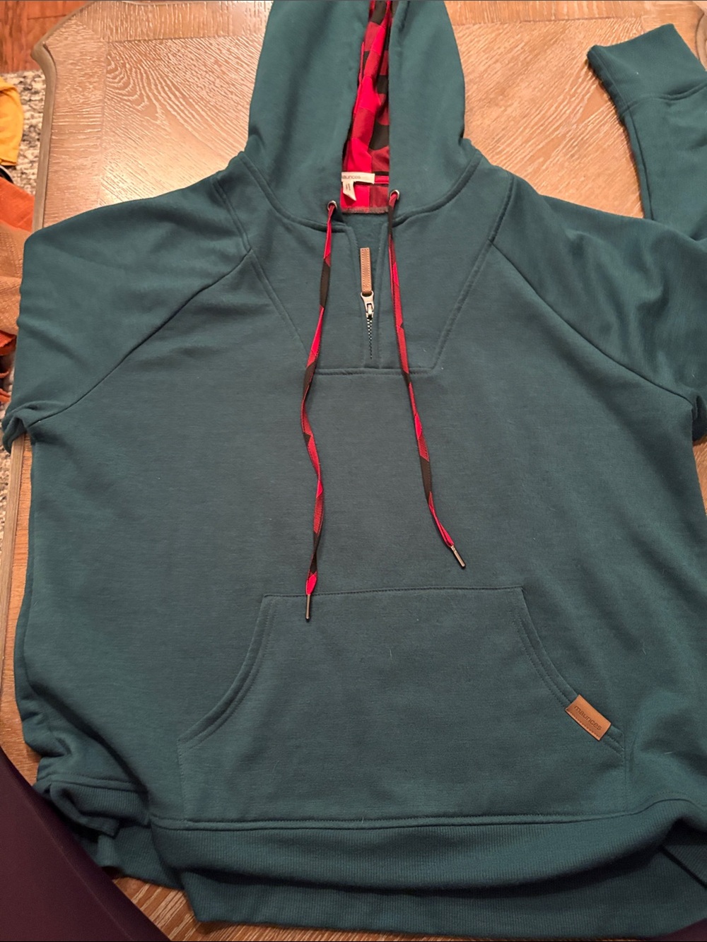 Maurices Teal Hooded Sweatshirt with Red-Black Drawcords